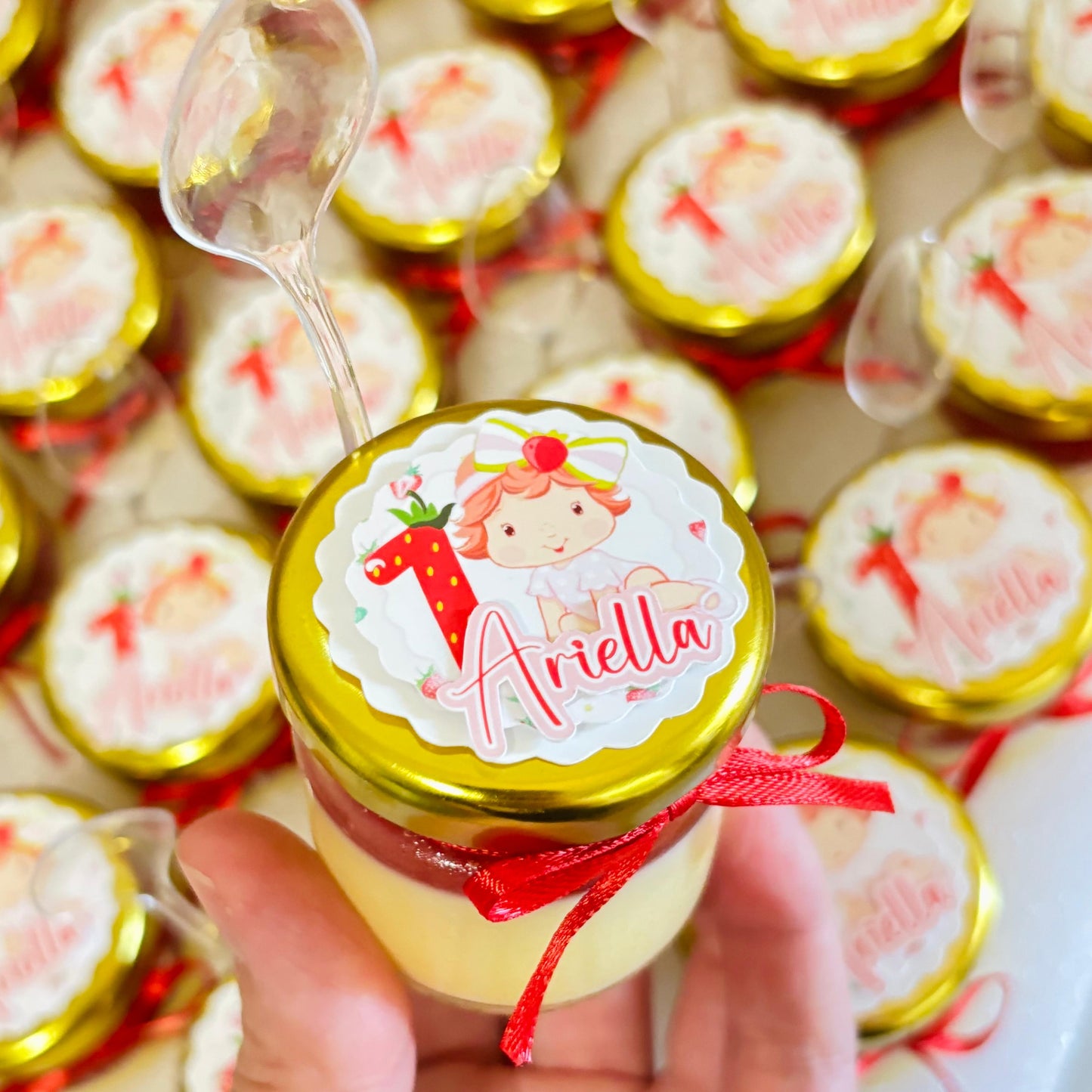 Decorated Brazilian Flan in a Jar