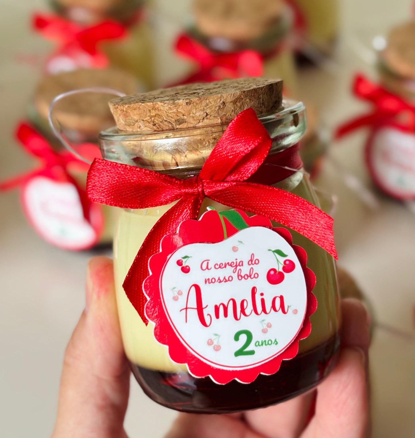 Decorated Brazilian Flan in a Jar