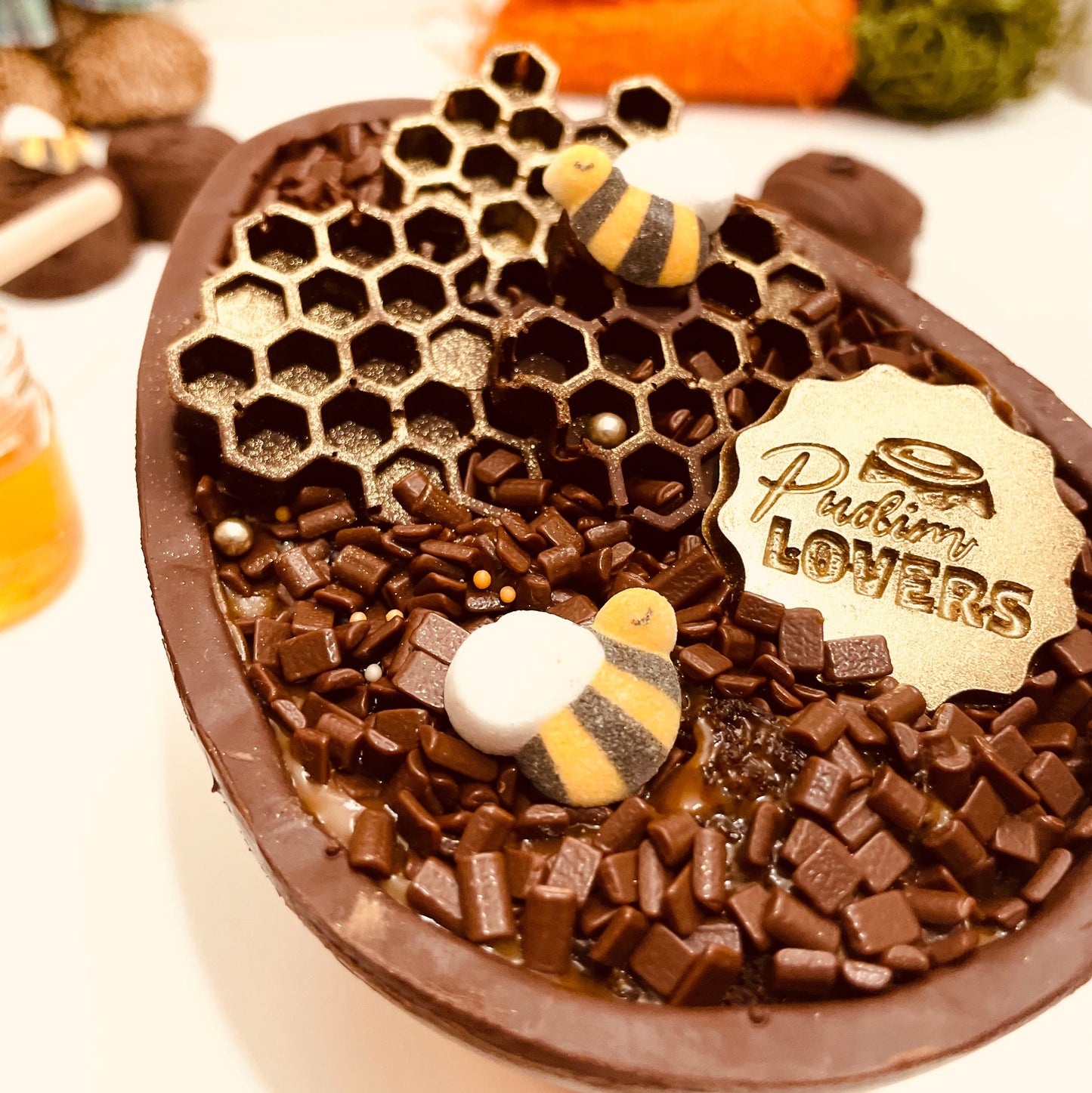 Honey Cake Dulce de Leche Easter Egg – Belgian Chocolate Spoon Egg