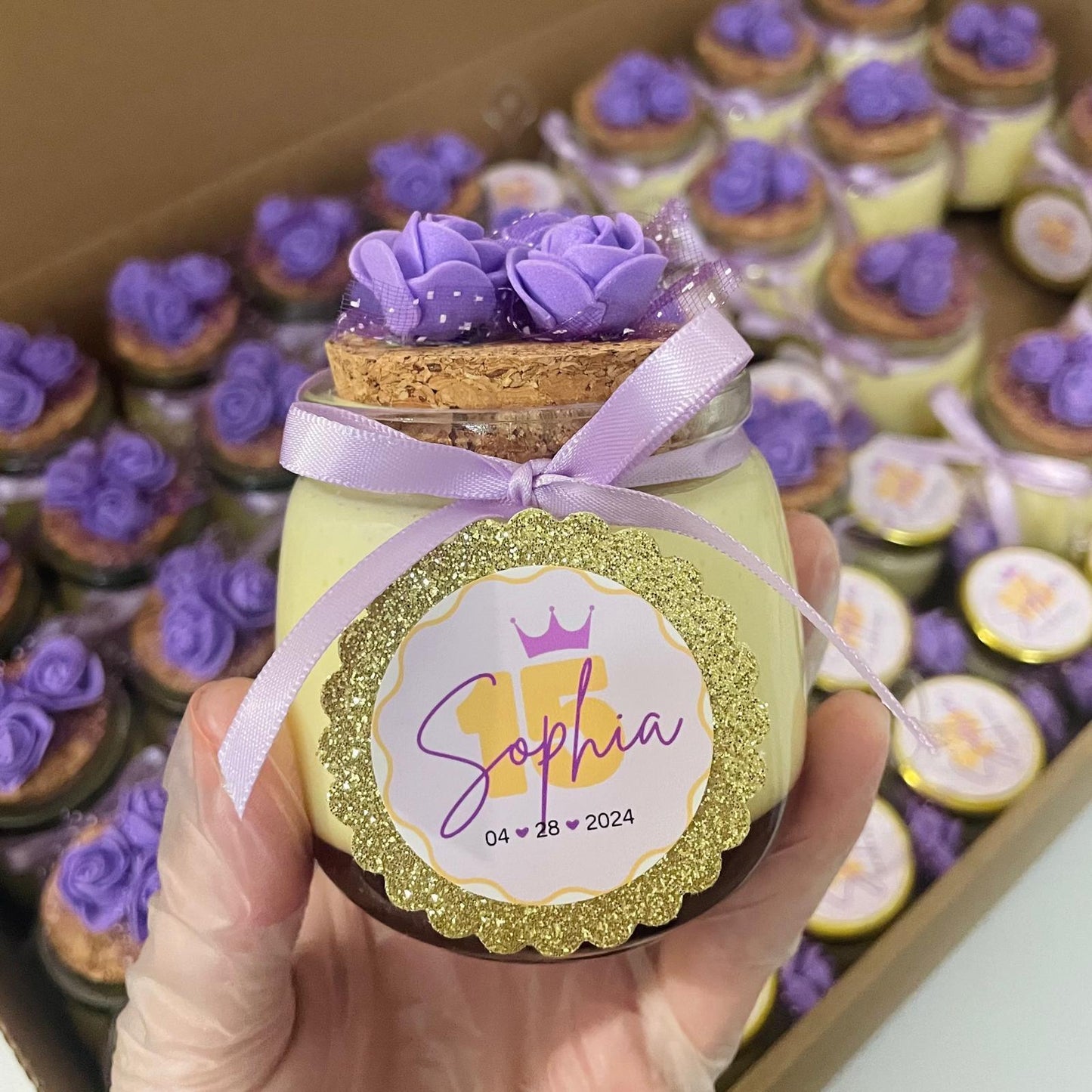 Decorated Brazilian Flan in a Jar (Party Size) - Pudim Lovers
