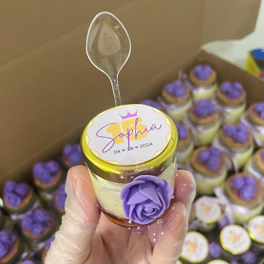 Decorated Brazilian Flan in a Jar (Party Size) - Pudim Lovers