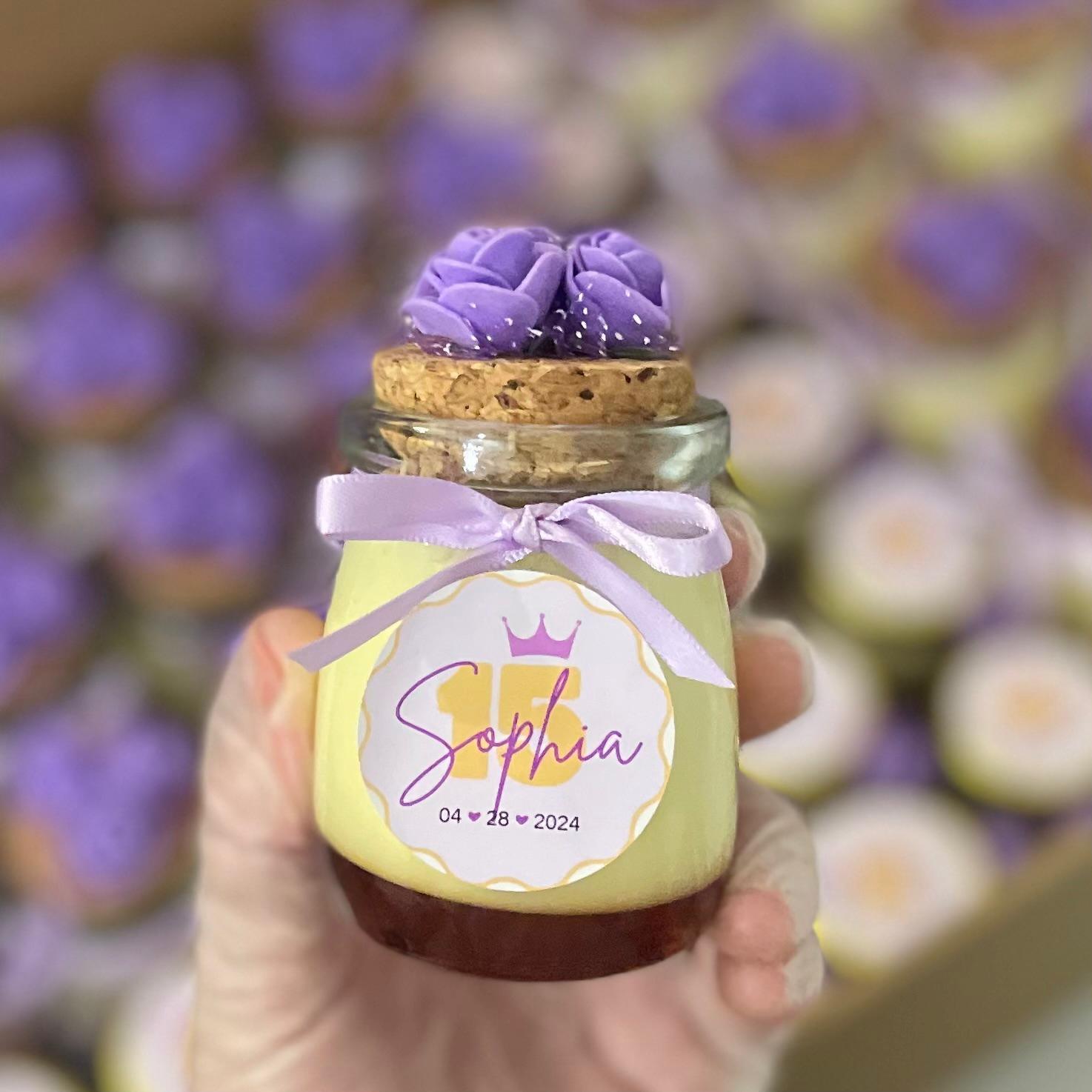 Decorated Brazilian Flan in a Jar (Party Size) - Pudim Lovers