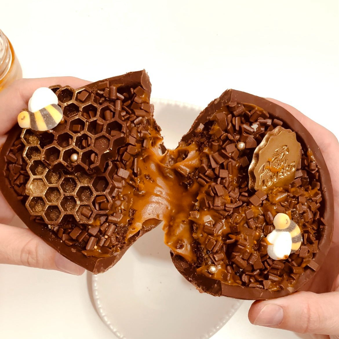 Honey Cake Dulce de Leche Easter Egg – Belgian Chocolate Spoon Egg