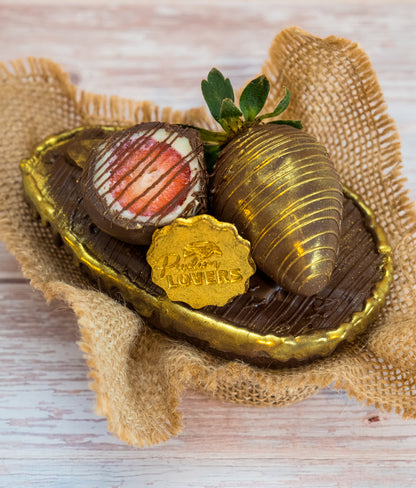 Premium Strawberry Bonbon Easter Egg – Belgian Chocolate Spoon Egg