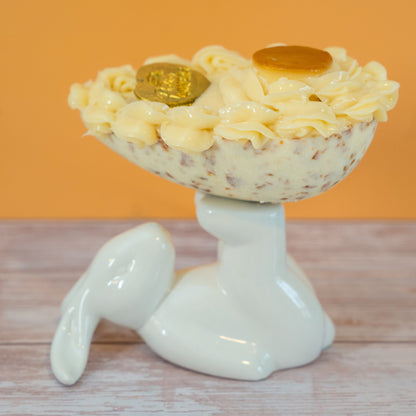 Brazilian Flan Easter Egg – White Chocolate & Caramel Crunch Spoon Egg